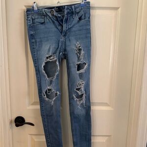 Hollister Light Blue Distressed Skinny Jeans